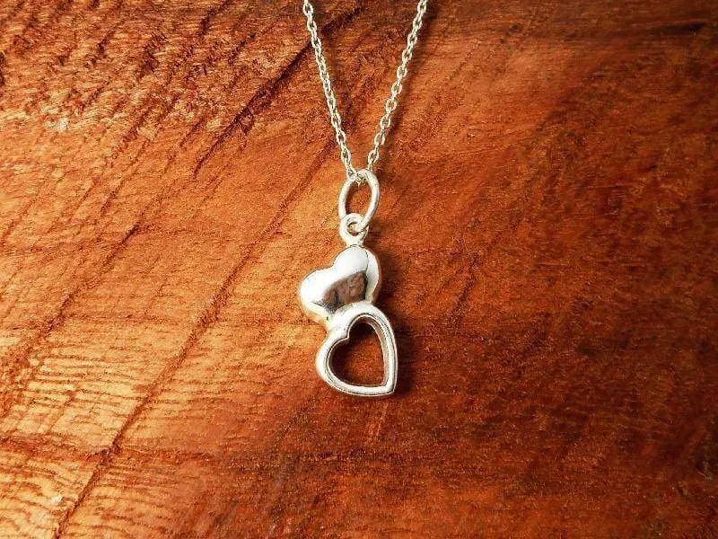 Elegant Women Sterling Silver Twin Heart Charm,Twin Heart Pendant,Heart Charm,Love Charm,Two Heart Charm,Personalized Gifts,Gifts For Her