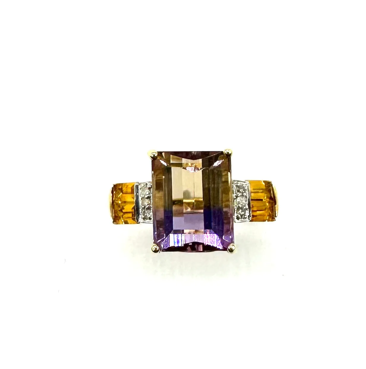 Emerald Cut Ametrine Ring