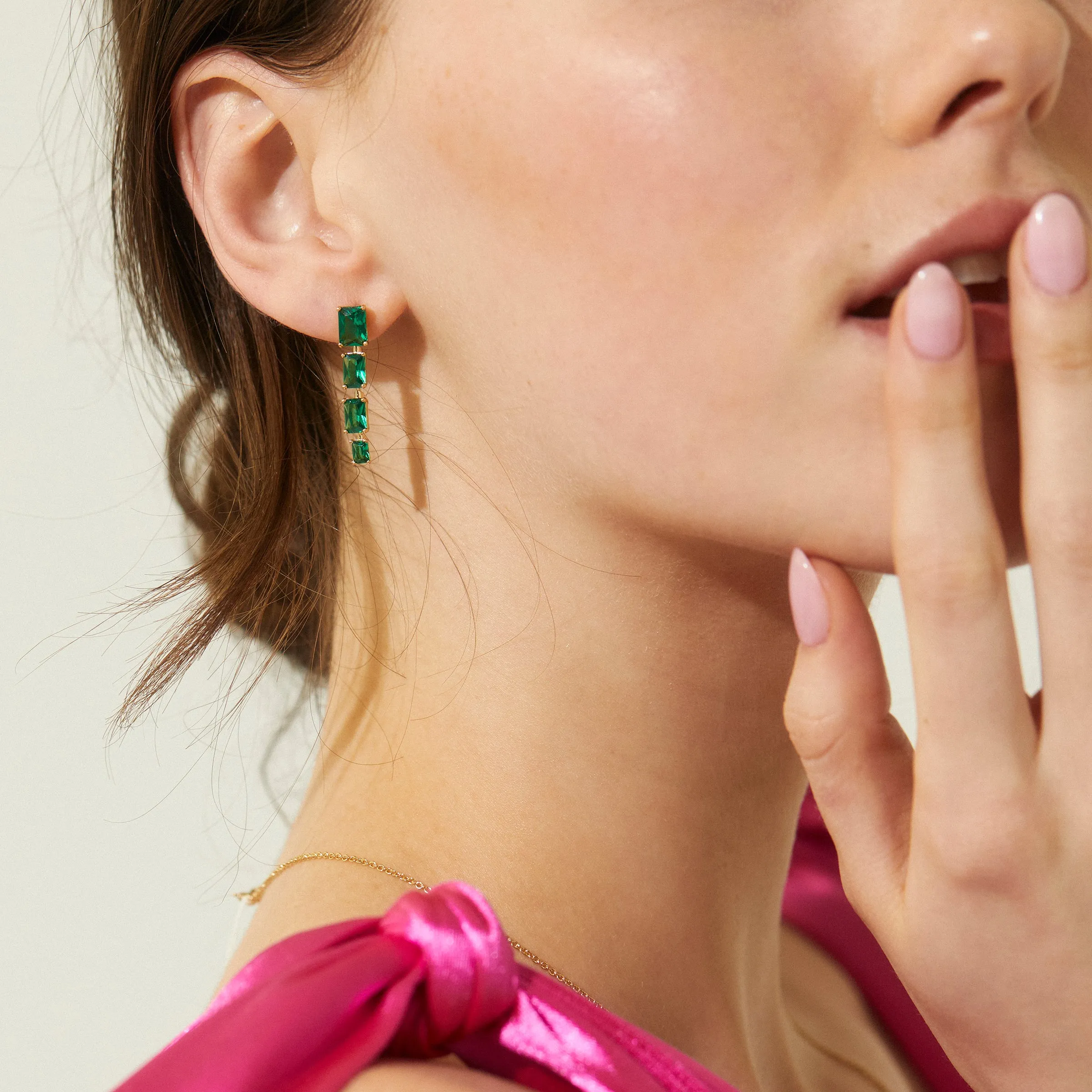 EMERALD ISLE GREEN LINEAR EARRINGS