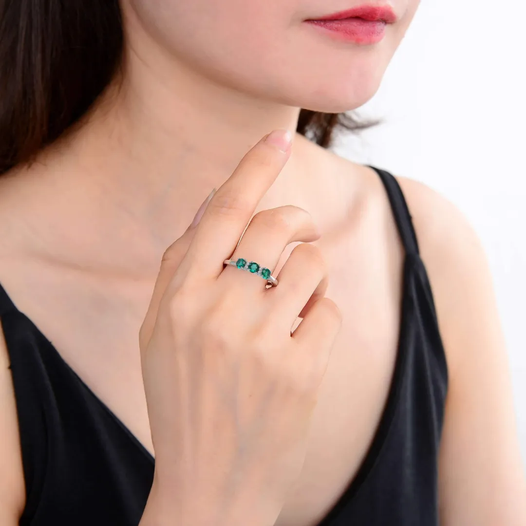 Emerald Three Stone Ring