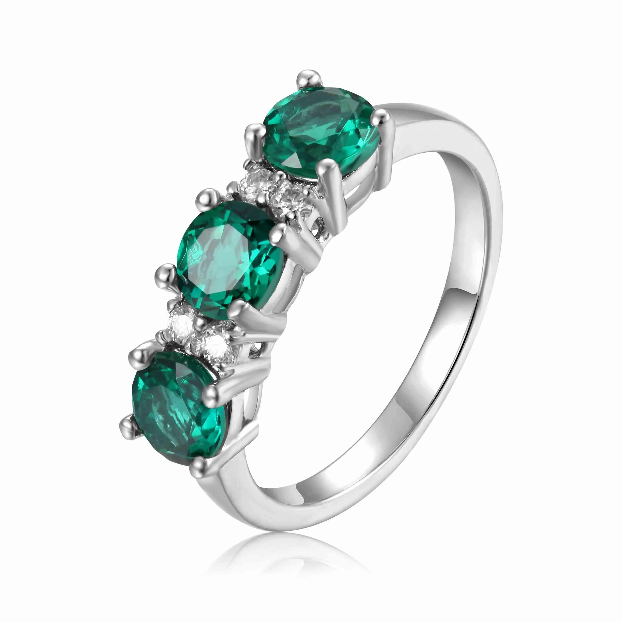 Emerald Three Stone Ring