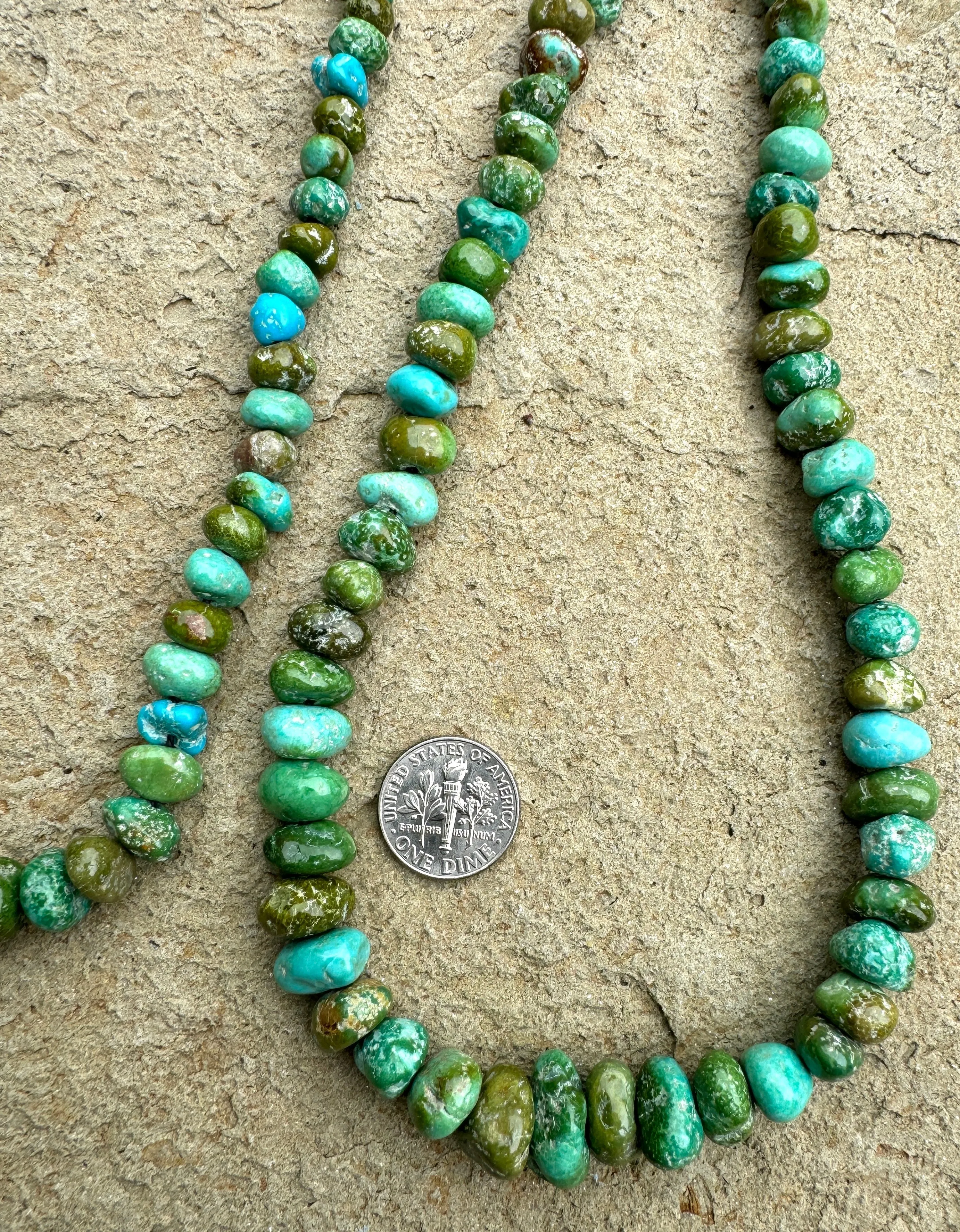 Emerald Valley (NV) Turquoise,6-13mm Graduated Nuggets, 16.5 Inch Strand