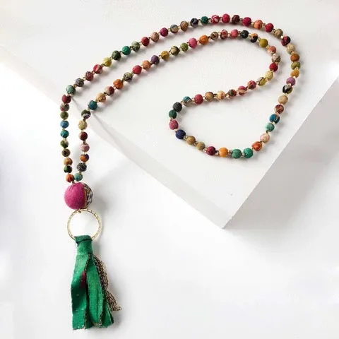 Fair Trade Ariel Beaded Kantha Necklace