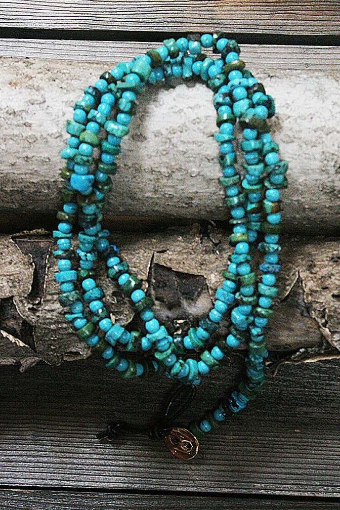 Faux Turquoise Beaded Necklace or Wrap Bracelet