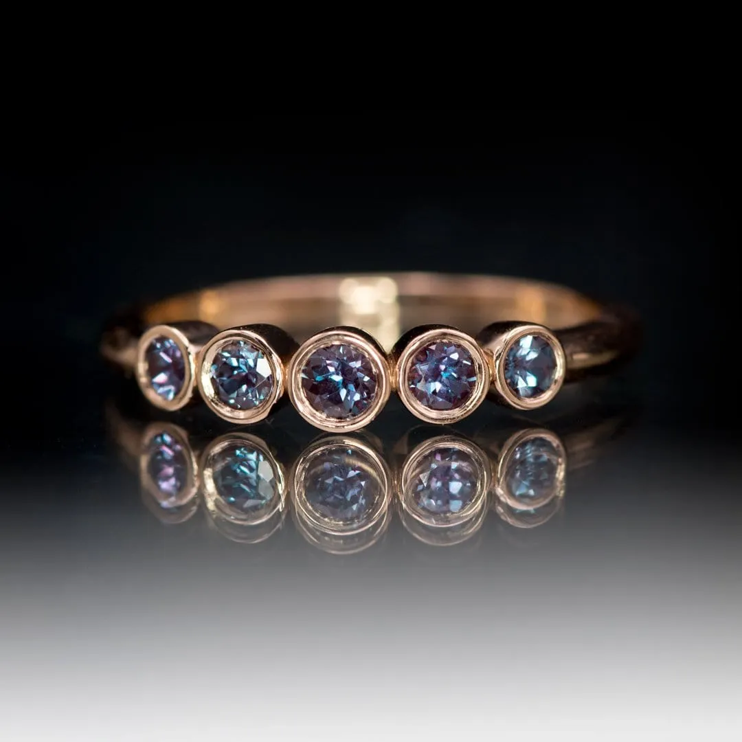 Fiona Band - Graduated Lab-created Alexandrite Five Bezel Stacking Anniversary Ring