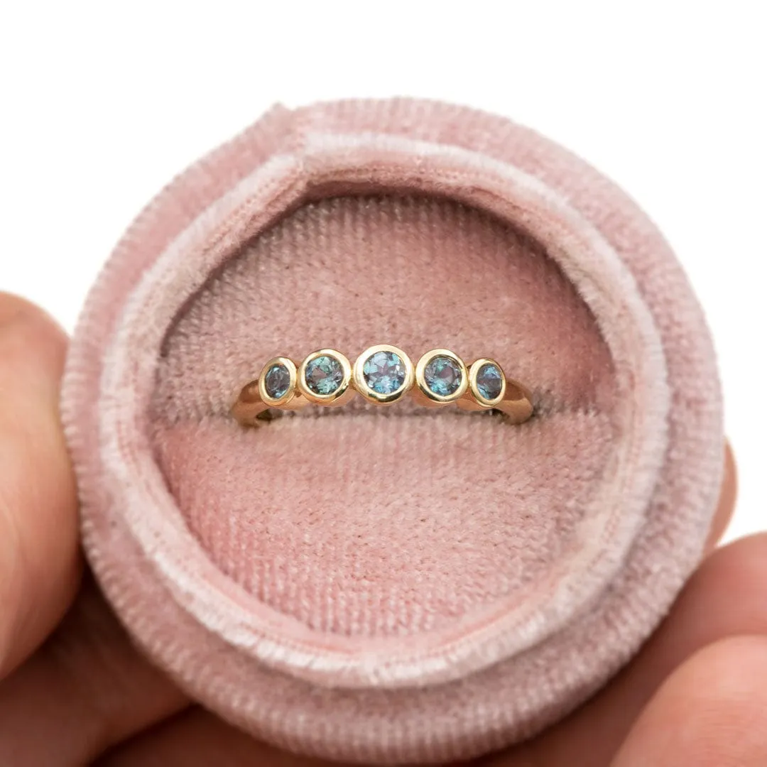 Fiona Band - Graduated Lab-created Alexandrite Five Bezel Stacking Anniversary Ring