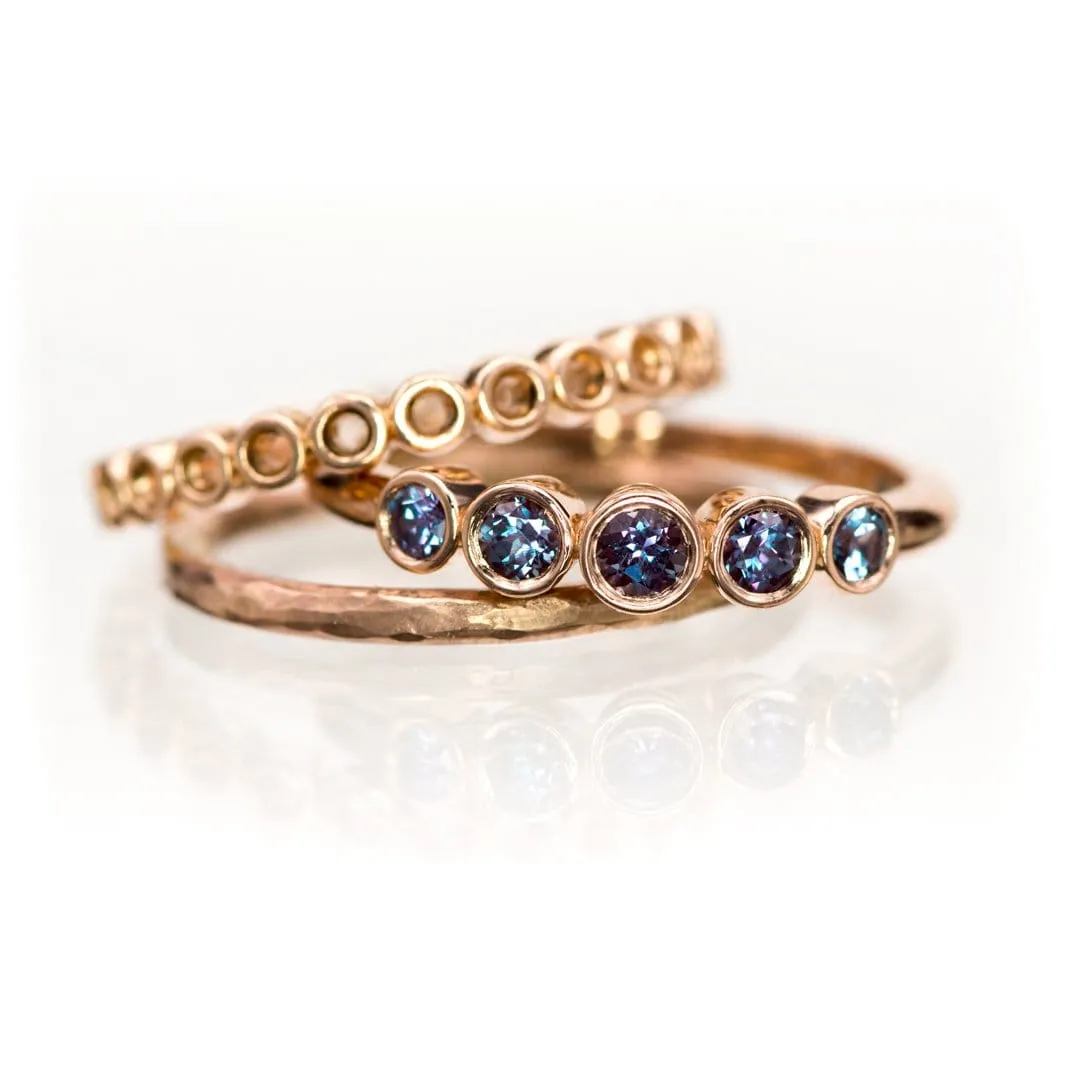 Fiona Band - Graduated Lab-created Alexandrite Five Bezel Stacking Anniversary Ring