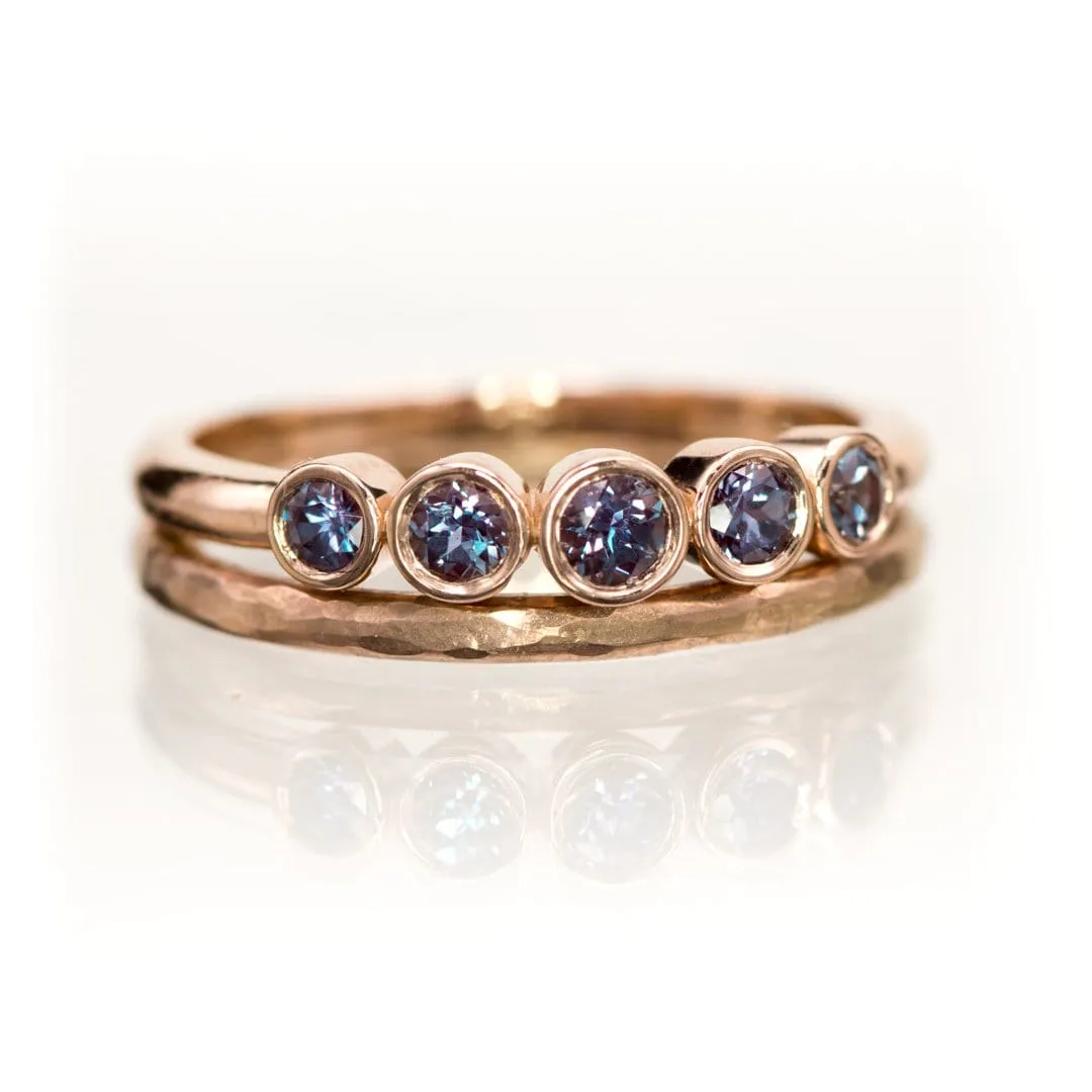 Fiona Band - Graduated Lab-created Alexandrite Five Bezel Stacking Anniversary Ring