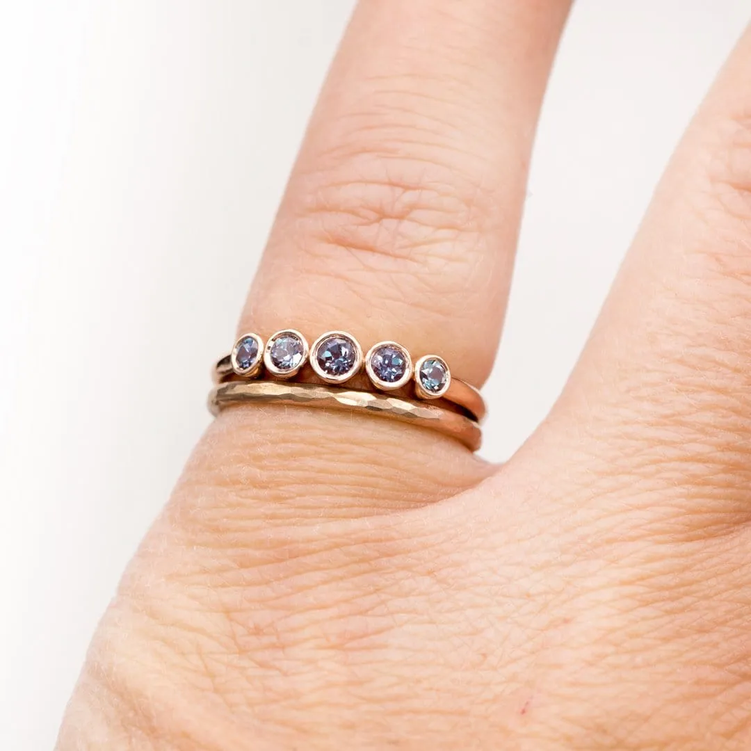 Fiona Band - Graduated Lab-created Alexandrite Five Bezel Stacking Anniversary Ring