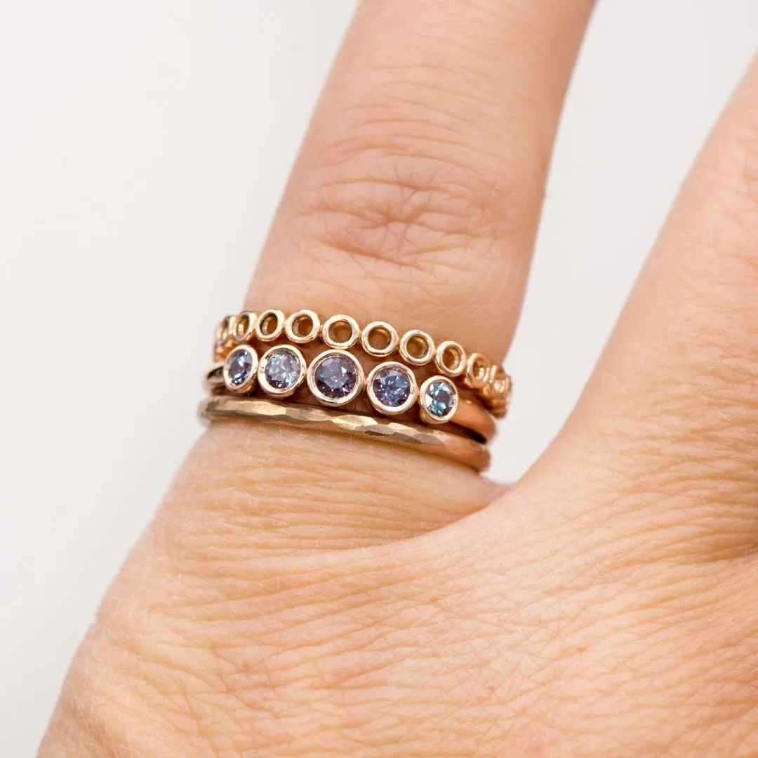 Fiona Band - Graduated Lab-created Alexandrite Five Bezel Stacking Anniversary Ring