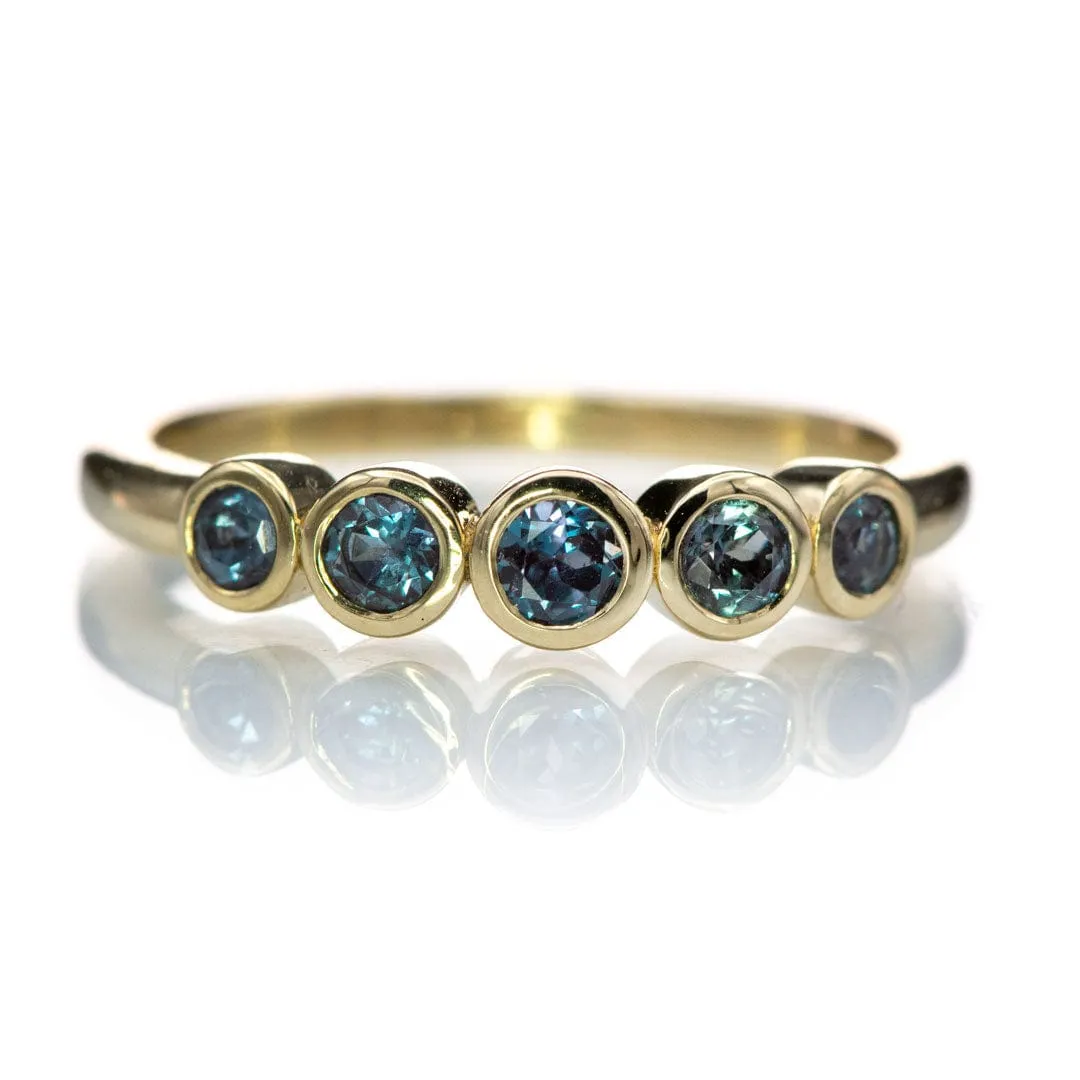 Fiona Band - Graduated Lab-created Alexandrite Five Bezel Stacking Anniversary Ring