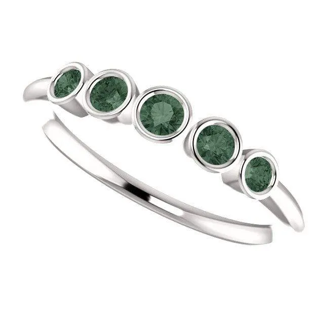 Fiona Band - Graduated Lab-created Alexandrite Five Bezel Stacking Anniversary Ring