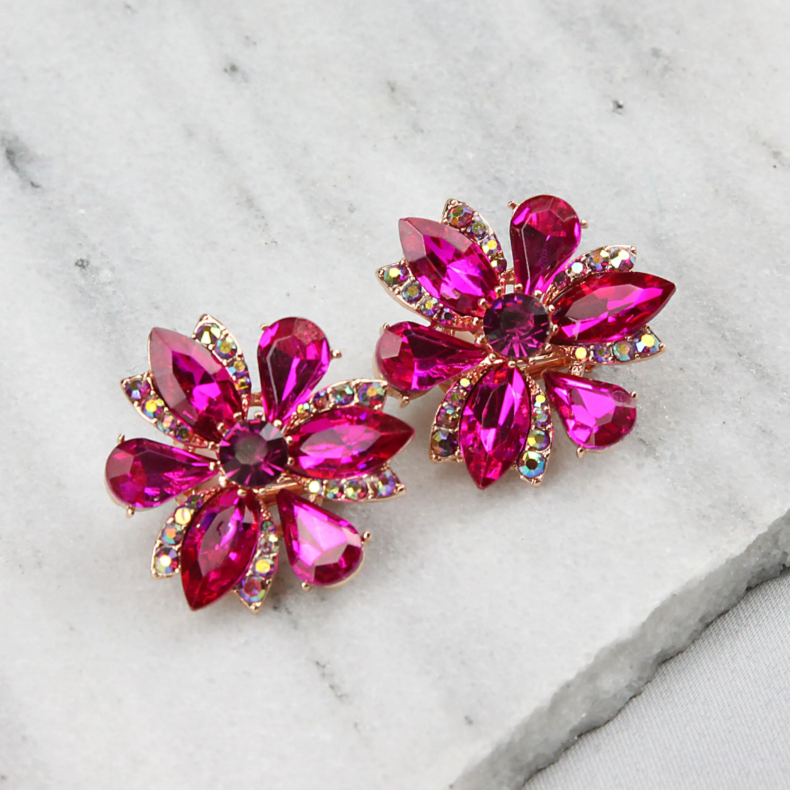 Flora Crystal Clip-on Earrings