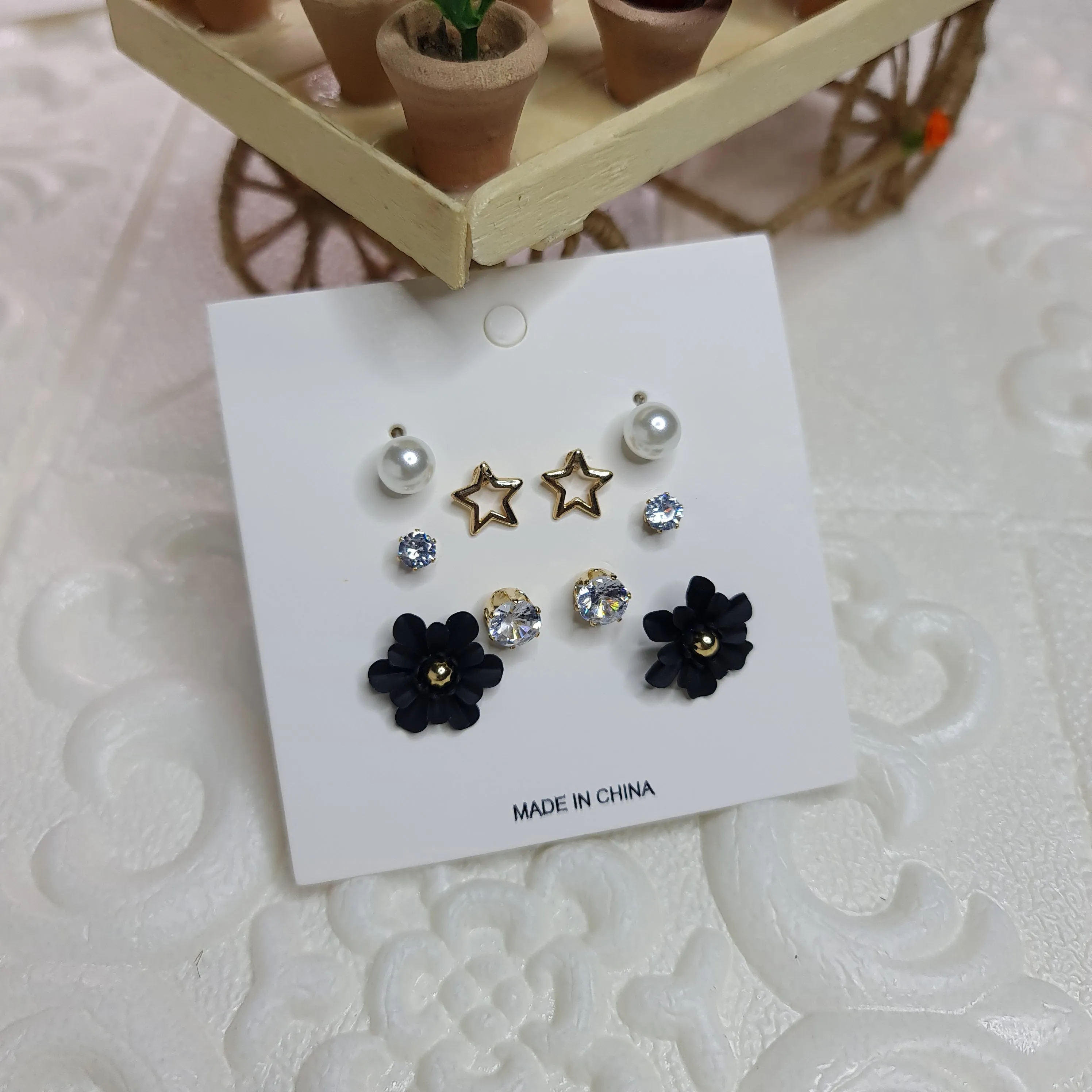 Floral Star Pearl Studs Combo