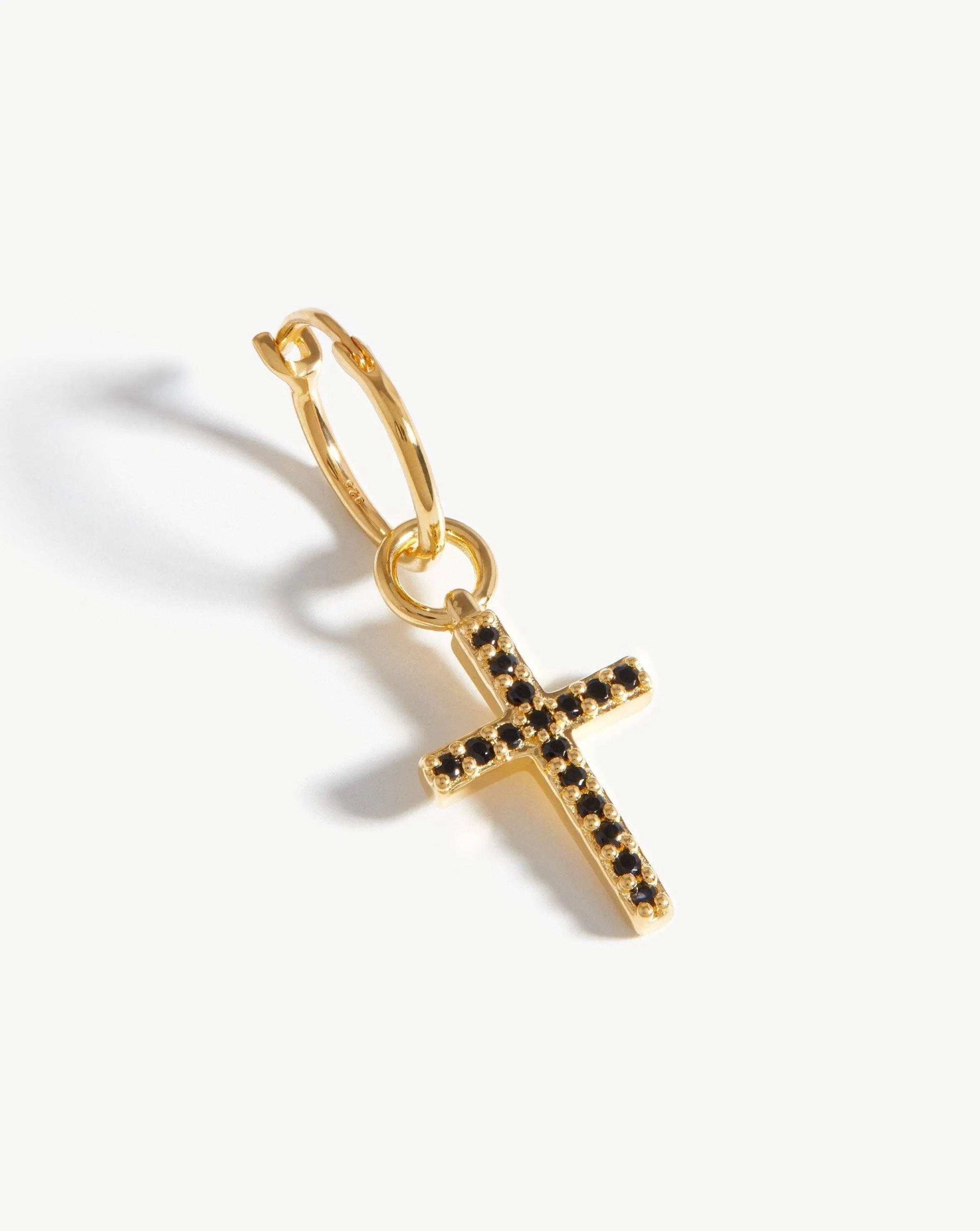 Fused Single Pave Cross Earring