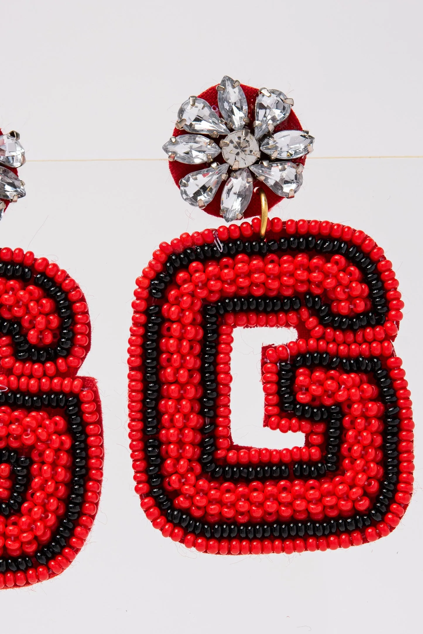 G University Beaded Dangle Earrings - Red