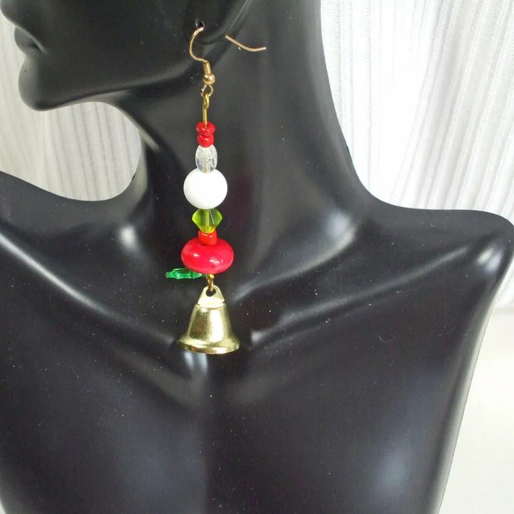 Geela, Christmas Beaded Bell Earrings