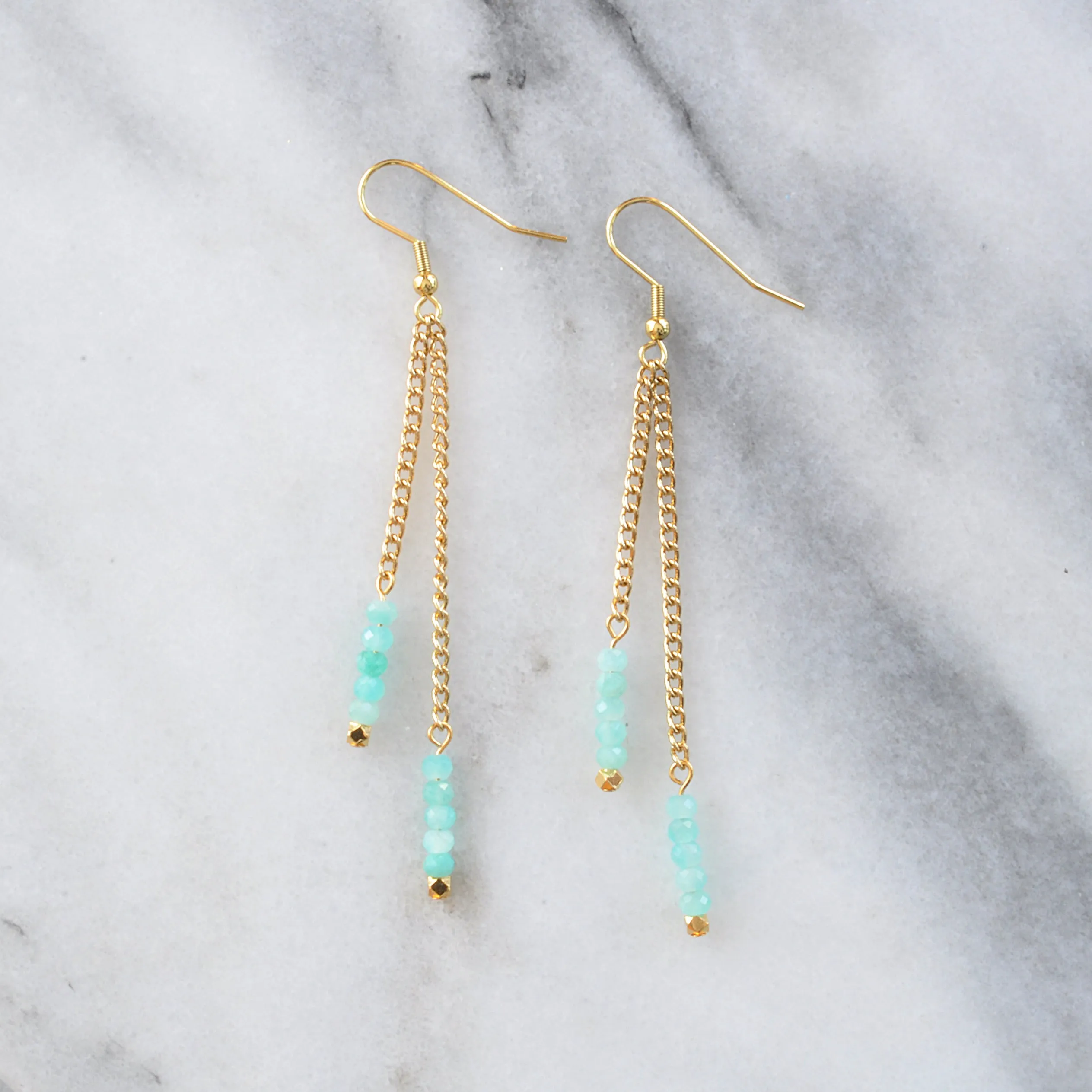 Gemstone Gold Chain Earrings