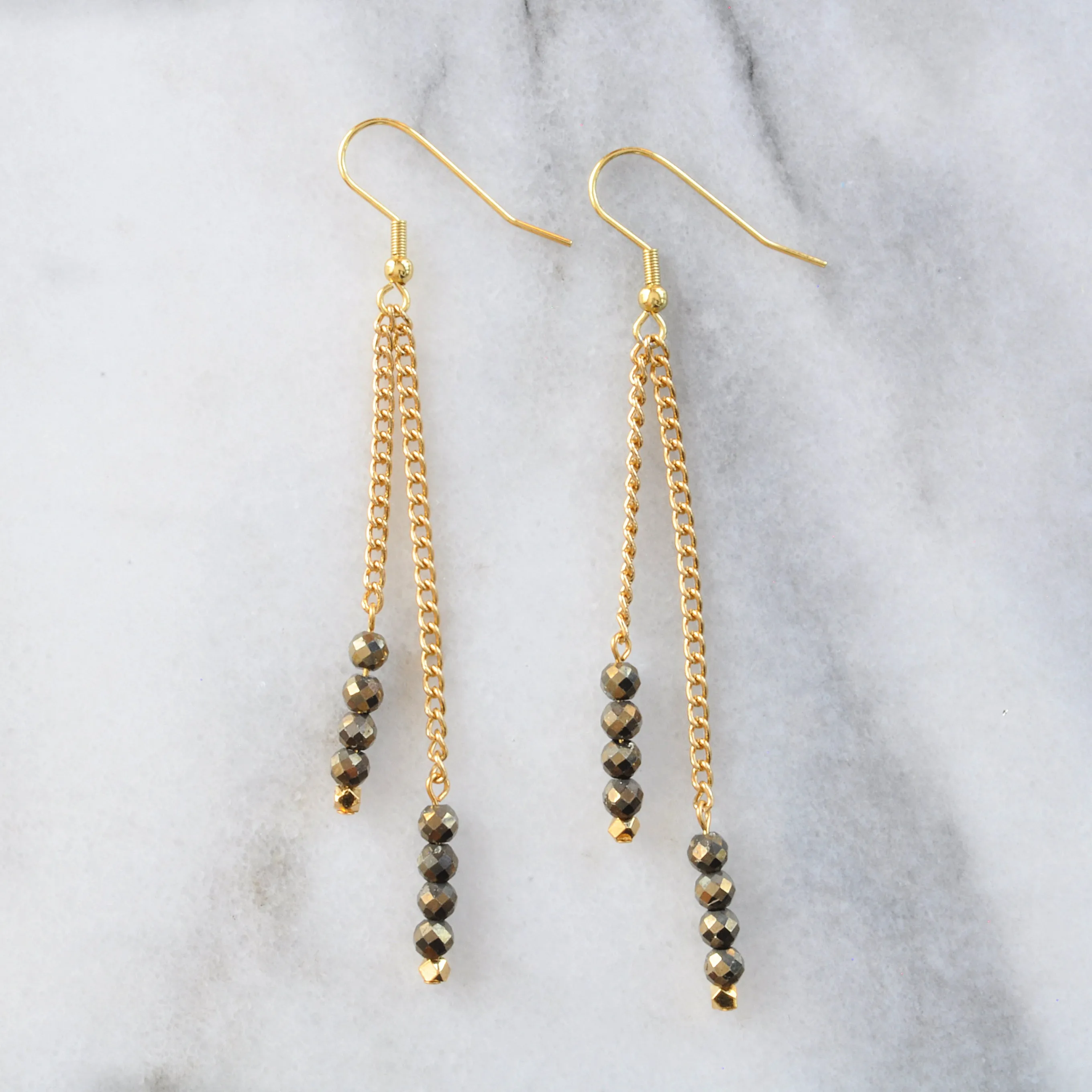 Gemstone Gold Chain Earrings