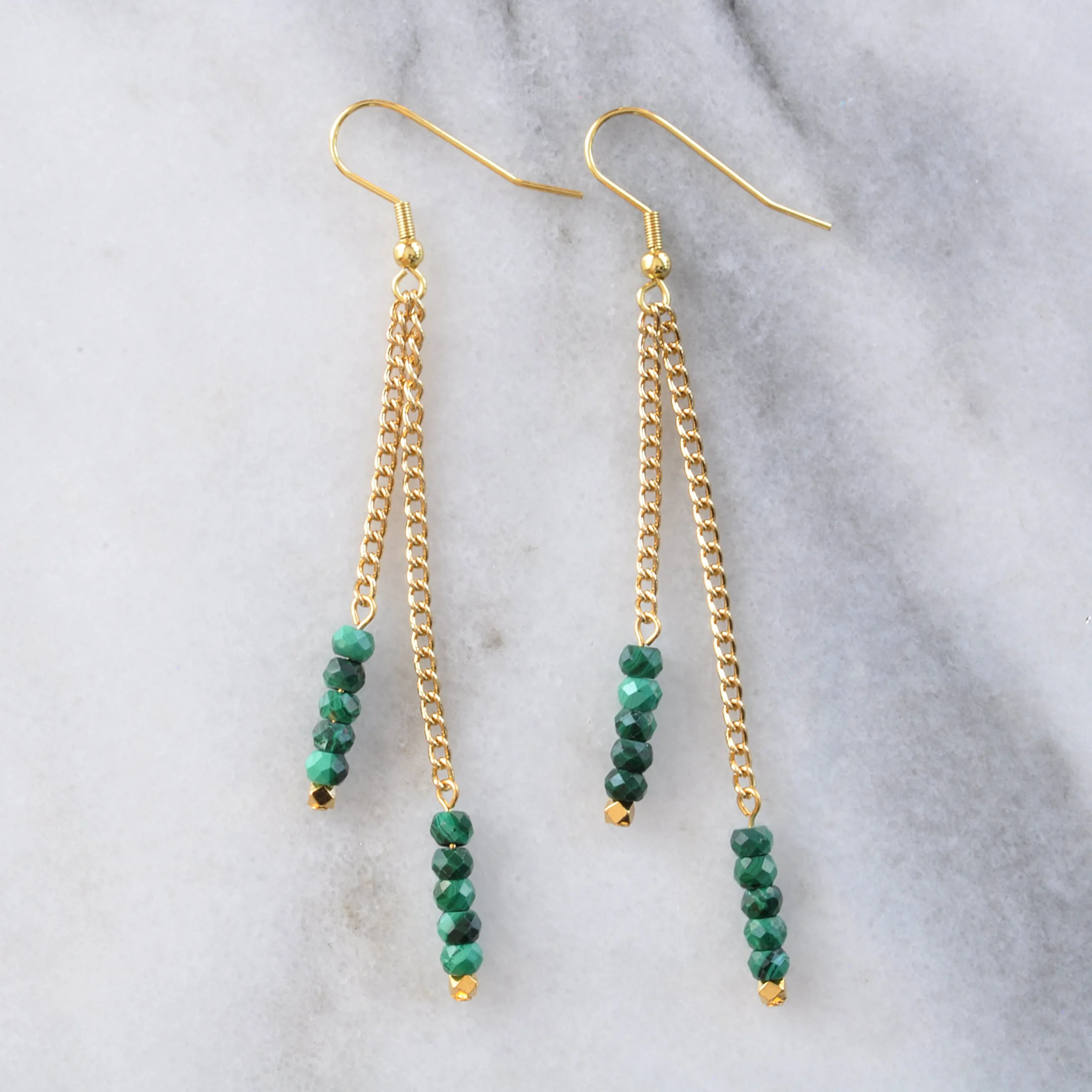 Gemstone Gold Chain Earrings