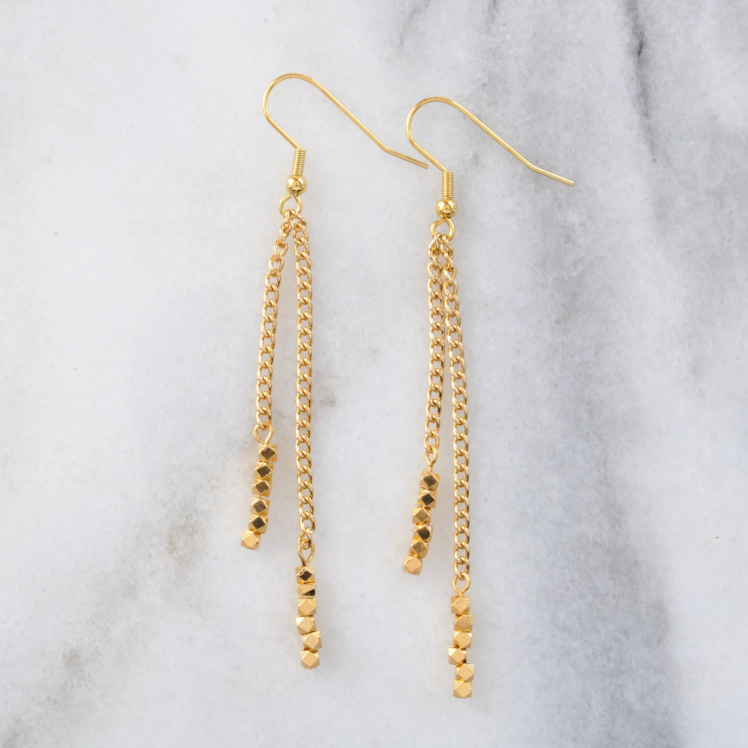 Gemstone Gold Chain Earrings