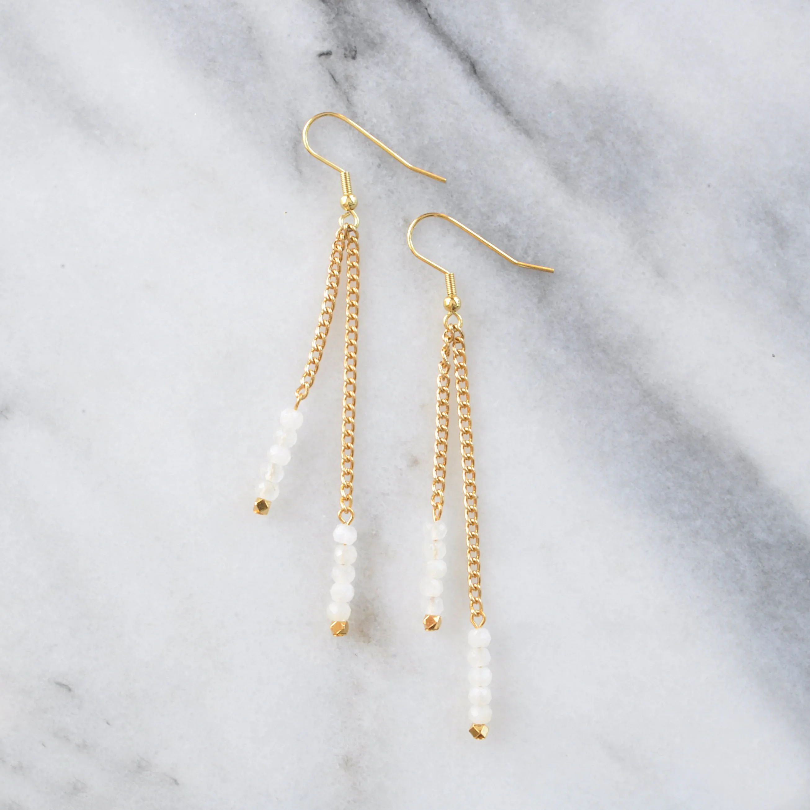 Gemstone Gold Chain Earrings