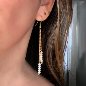 Gemstone Gold Chain Earrings