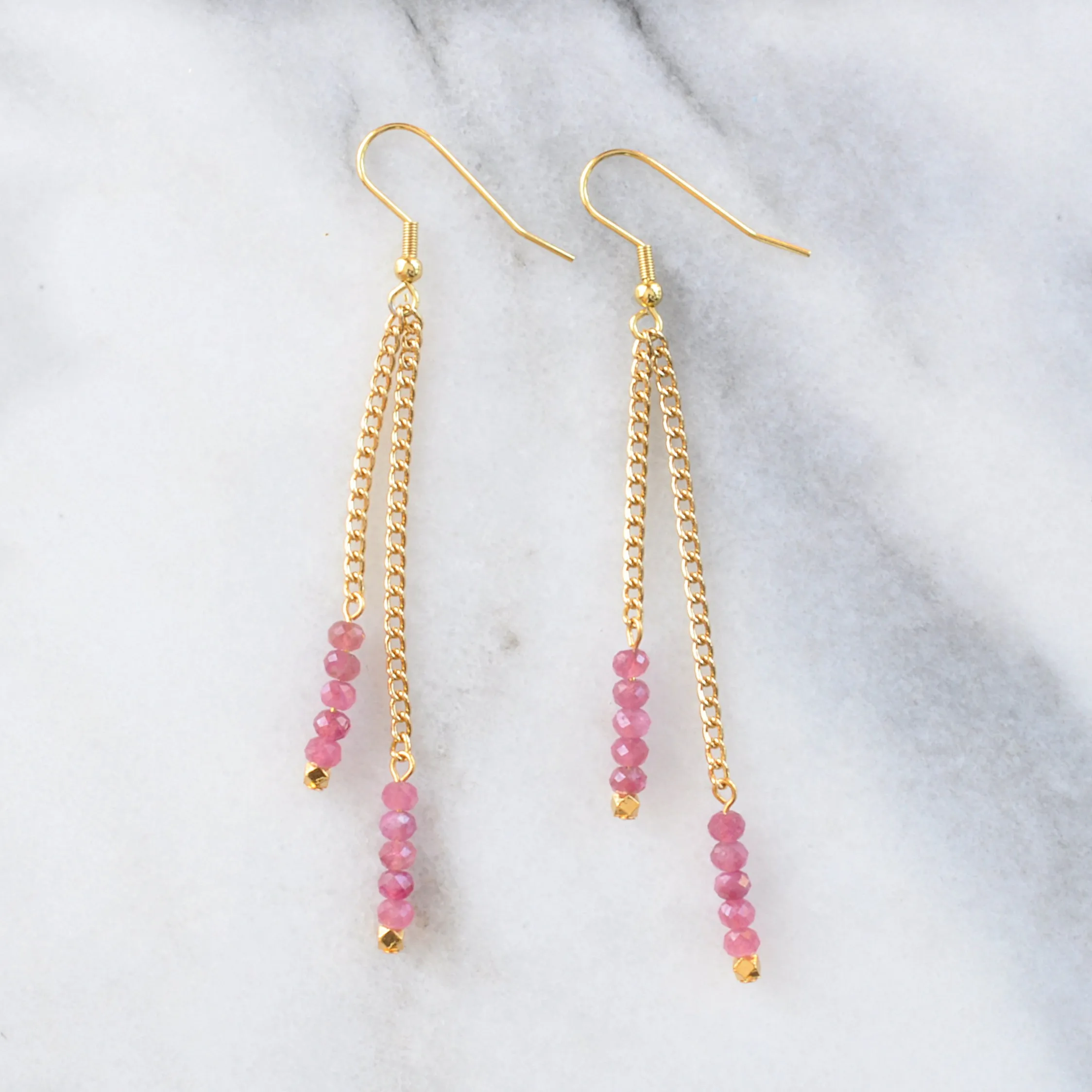 Gemstone Gold Chain Earrings