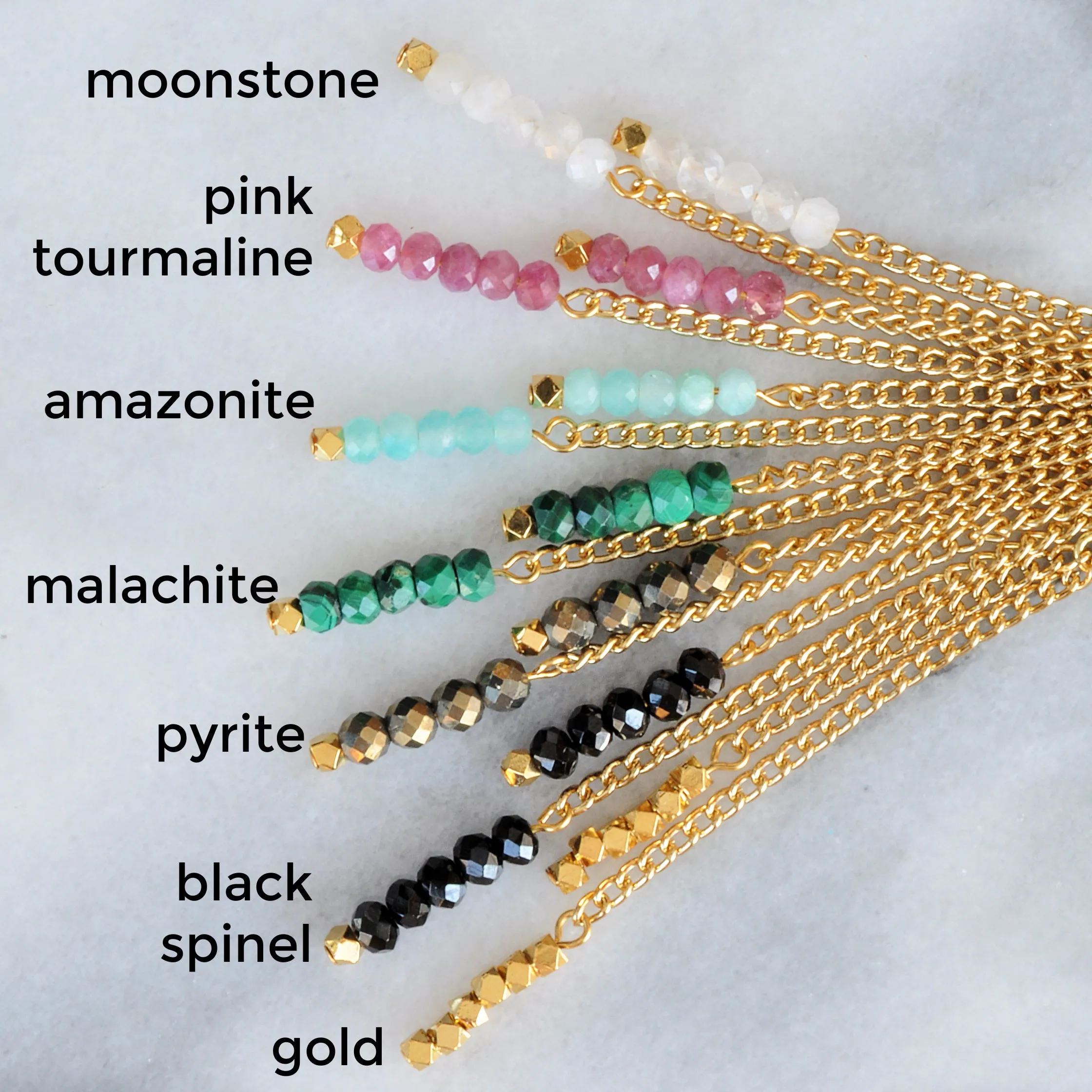 Gemstone Gold Chain Earrings