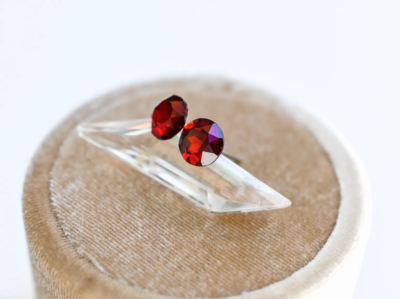 Gemstone Studs - Swarovski Deep Red