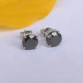 Glitzy Rocks Sterling Silver 5mm Black Spinel Stud Earrings Round Black Spinel Gemstone Studs Tiny Studs