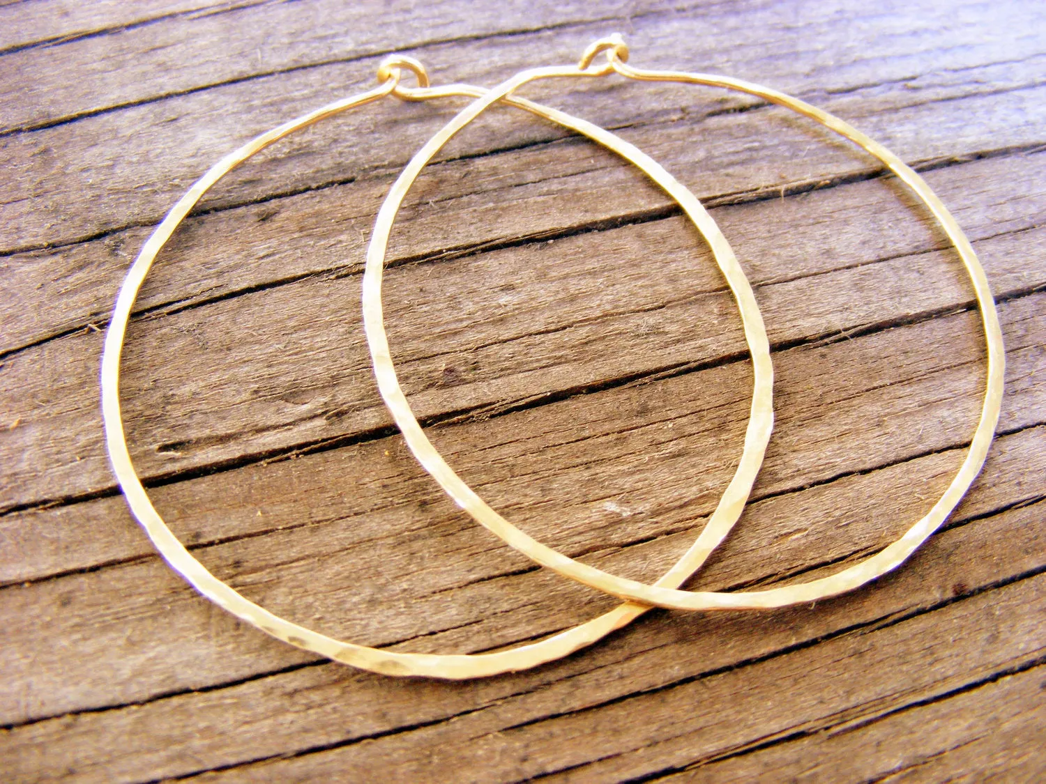 Gold Hoops Thin Tinsel Like and Light Slim Everyday Wear, Gold or Gold Filled Option