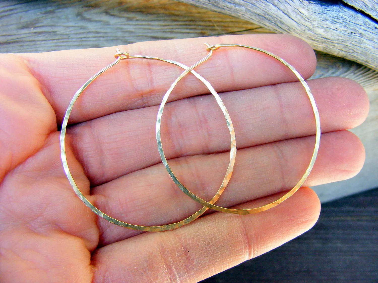 Gold Hoops Thin Tinsel Like and Light Slim Everyday Wear, Gold or Gold Filled Option