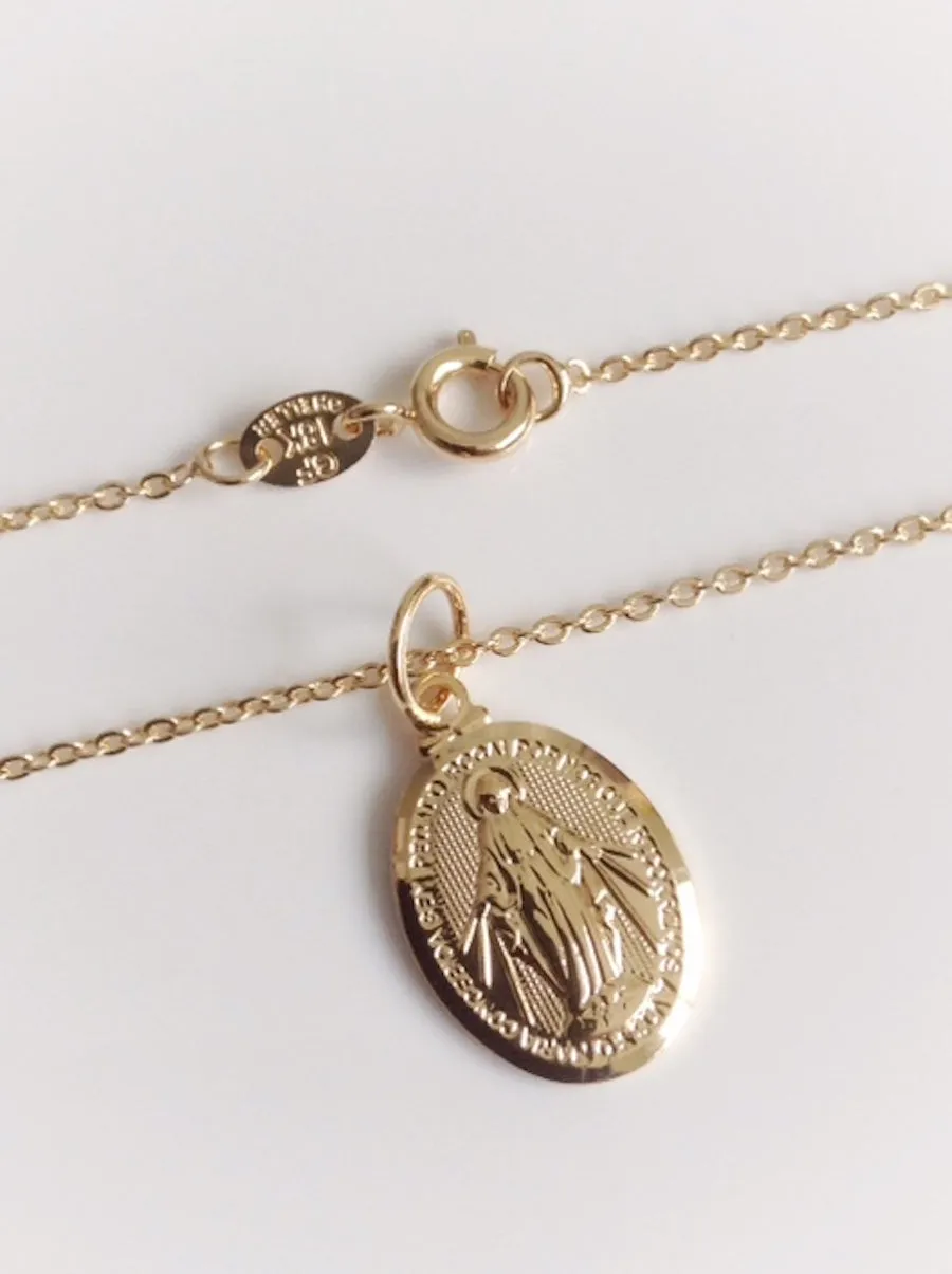 Gold Miraculous Medal Necklace for Women