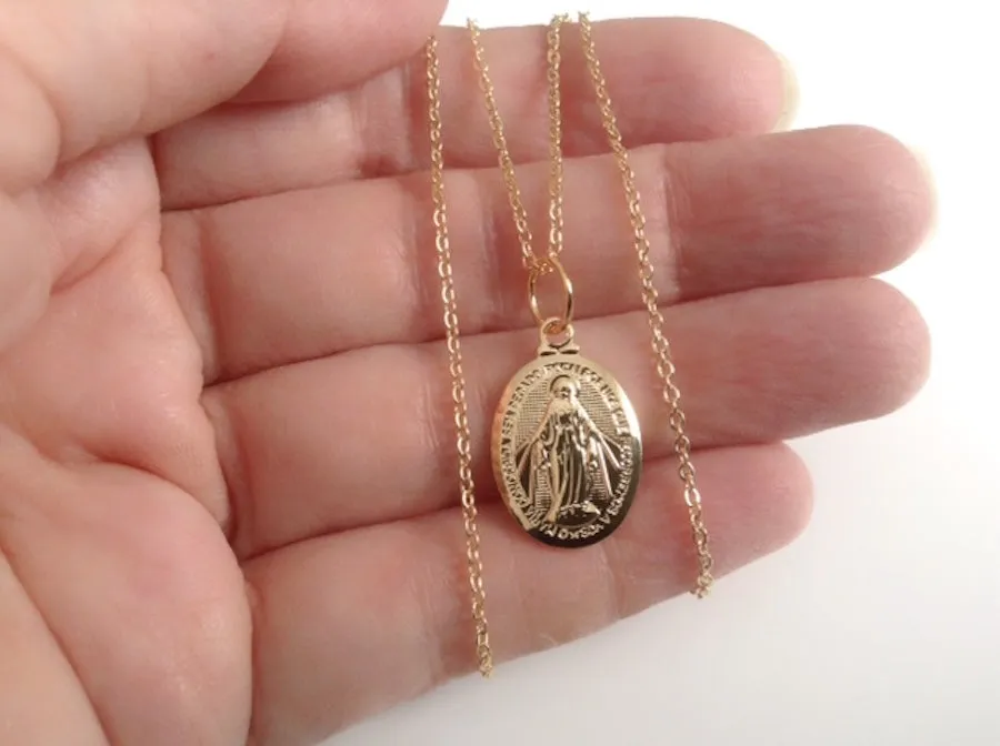 Gold Miraculous Medal Necklace for Women