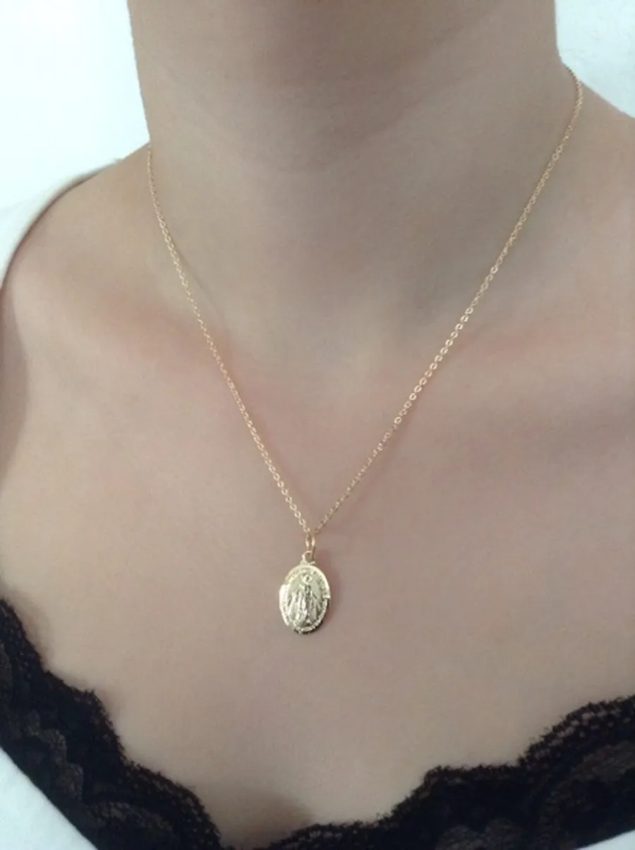 Gold Miraculous Medal Necklace for Women