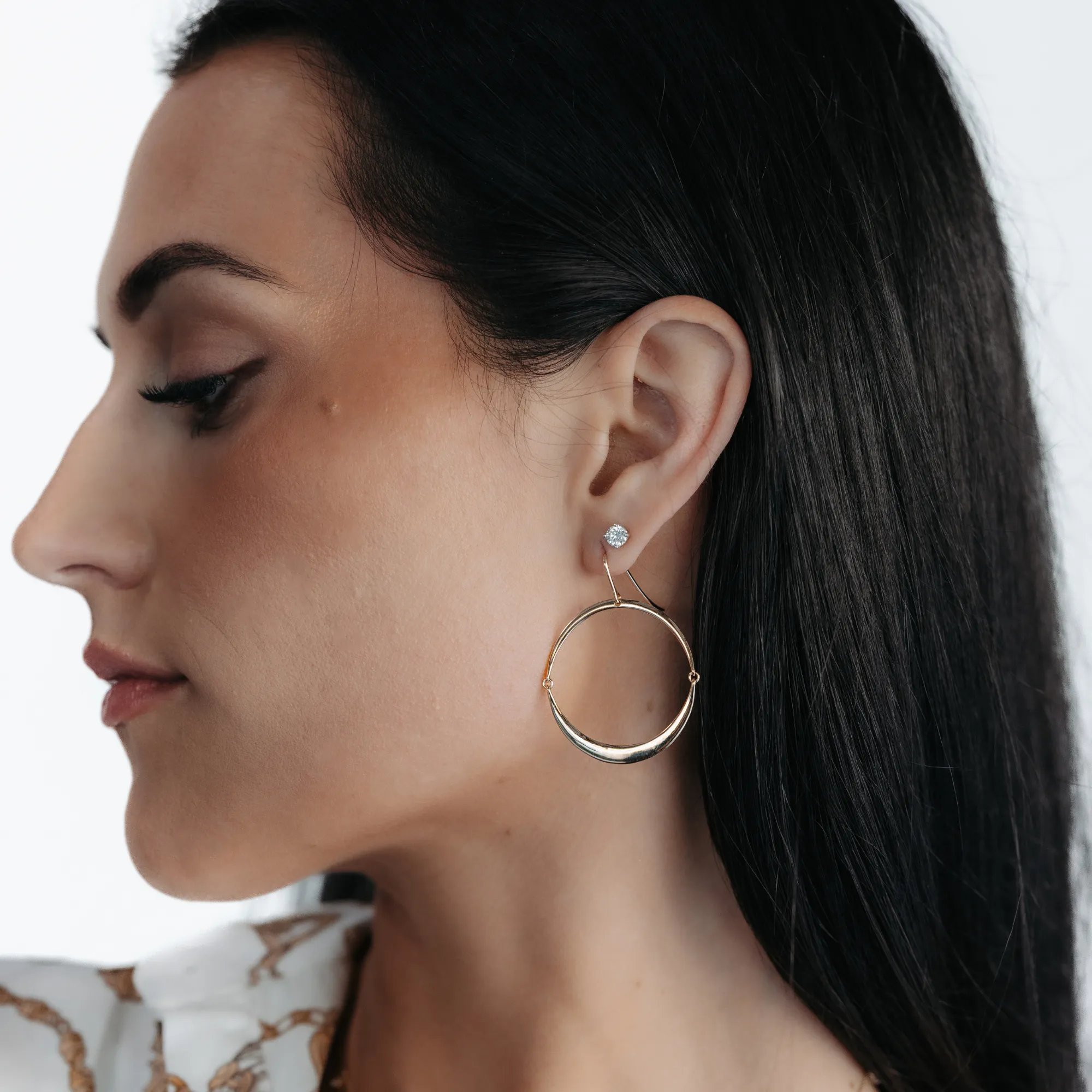 Graduated Half Moon Hoop Earring