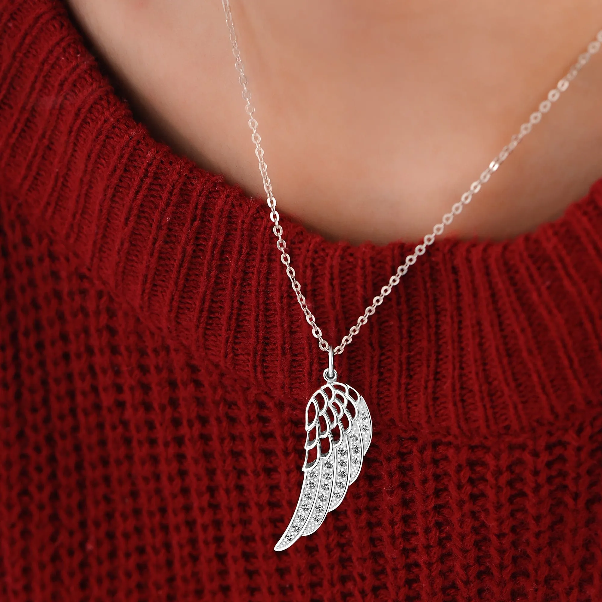 Guardian Angel Wing Necklace Sterling Silver