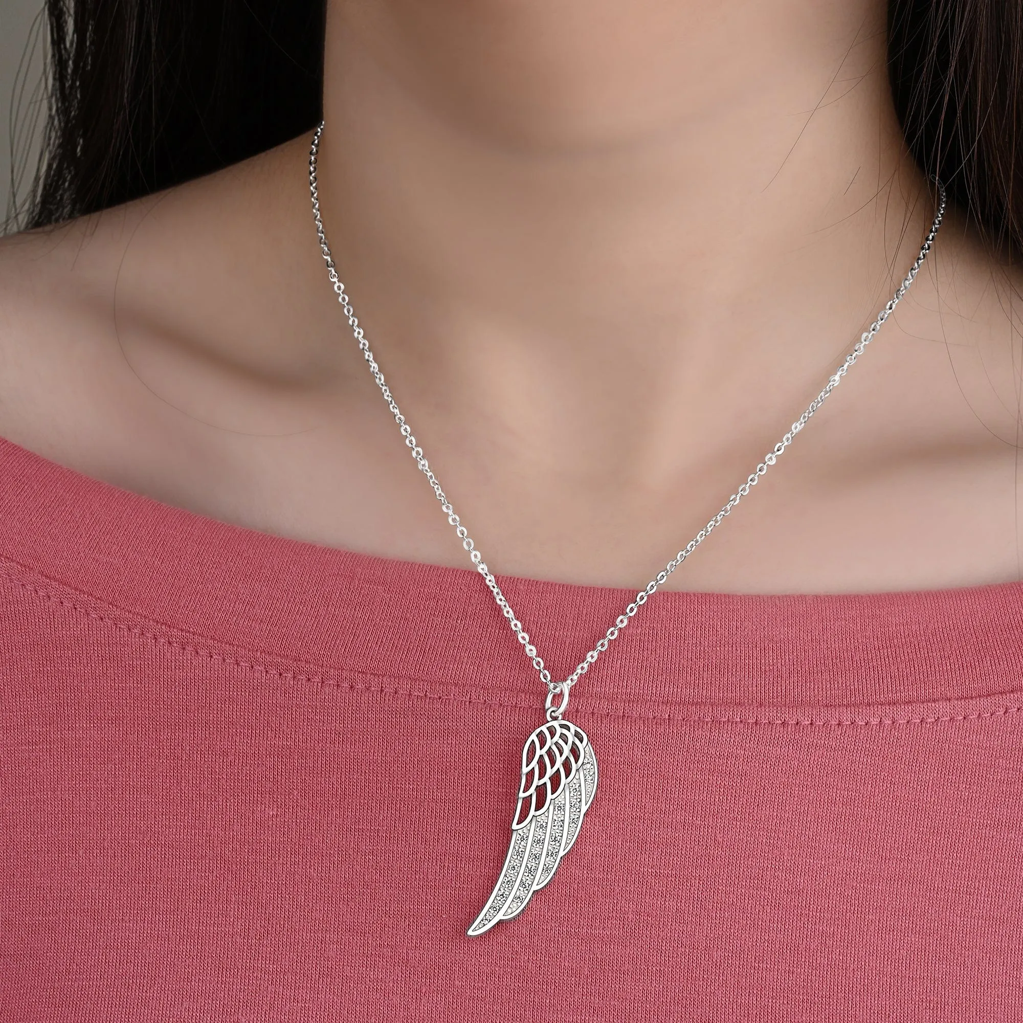 Guardian Angel Wing Necklace Sterling Silver