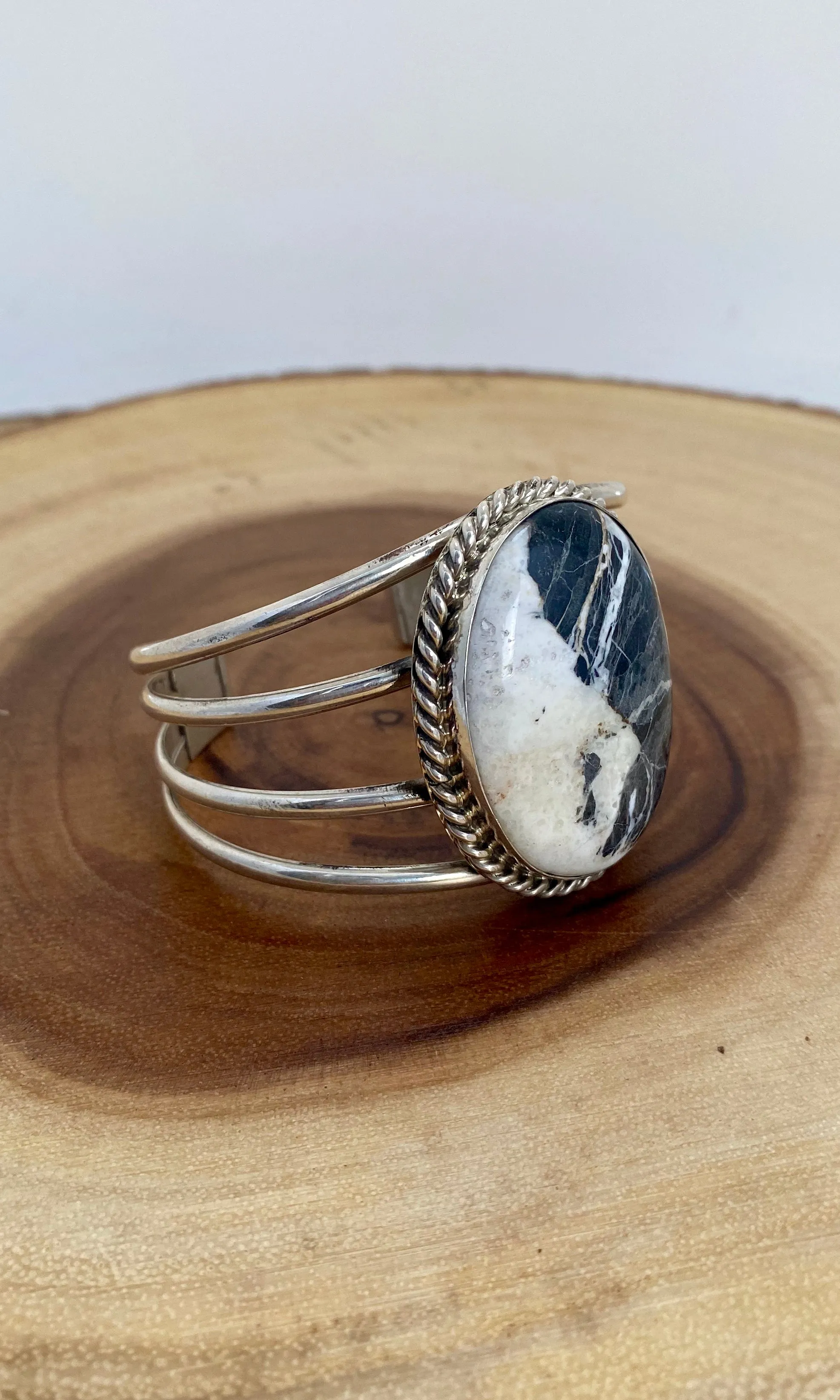 HALF AND HALF Augestine Largo White Buffalo & Silver Cuff