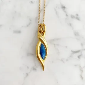 HEATON gold and teal pendant necklace