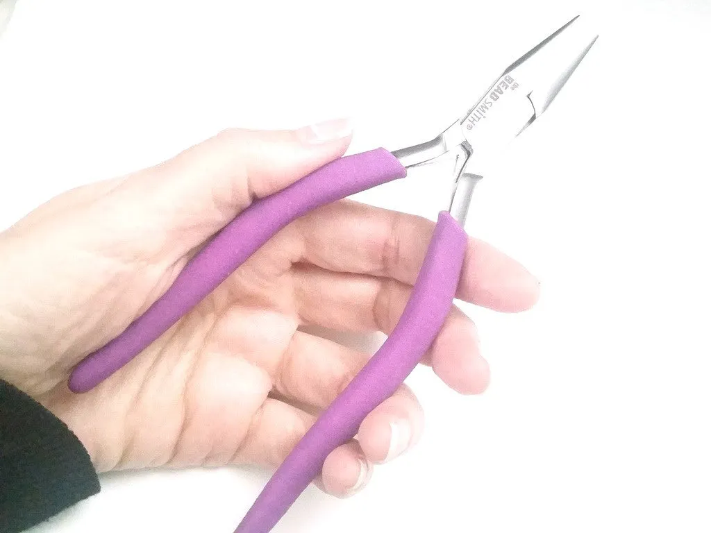 Heavy Duty Chain Nose Pliers, Purple Foam Cushion Grips, Beadsmith Brand, #PLW10