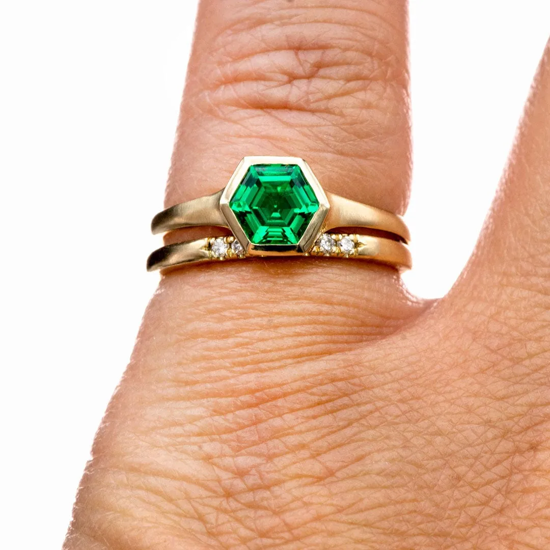 Hexagon Cut Lab Created Emerald Gemstone