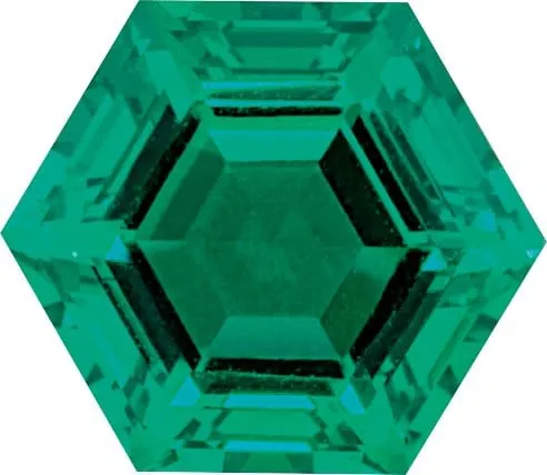 Hexagon Cut Lab Created Emerald Gemstone