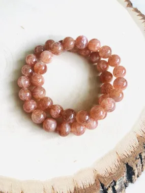 High-Quality Gold Sunstone Single Mala Bracelet