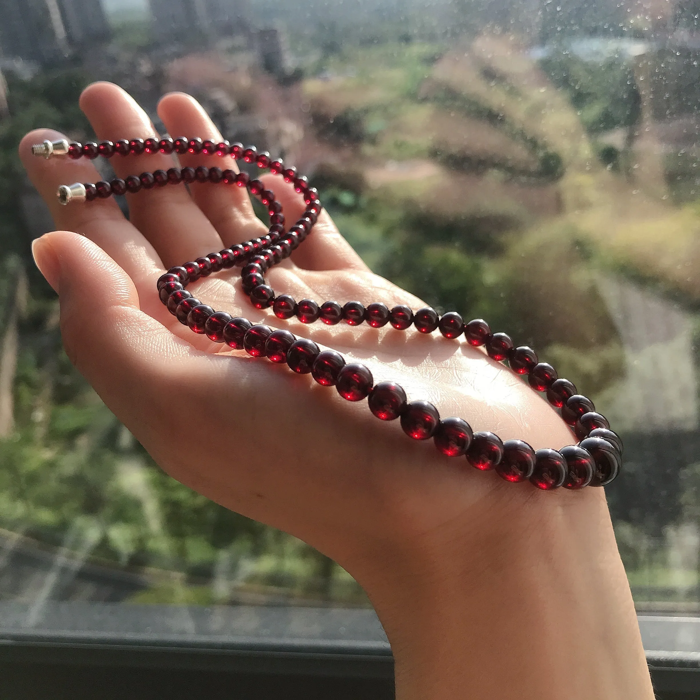 High-quality Protection Red Garnet Graduated Beaded Necklace | Root Chakra Healing Stone Jewelry