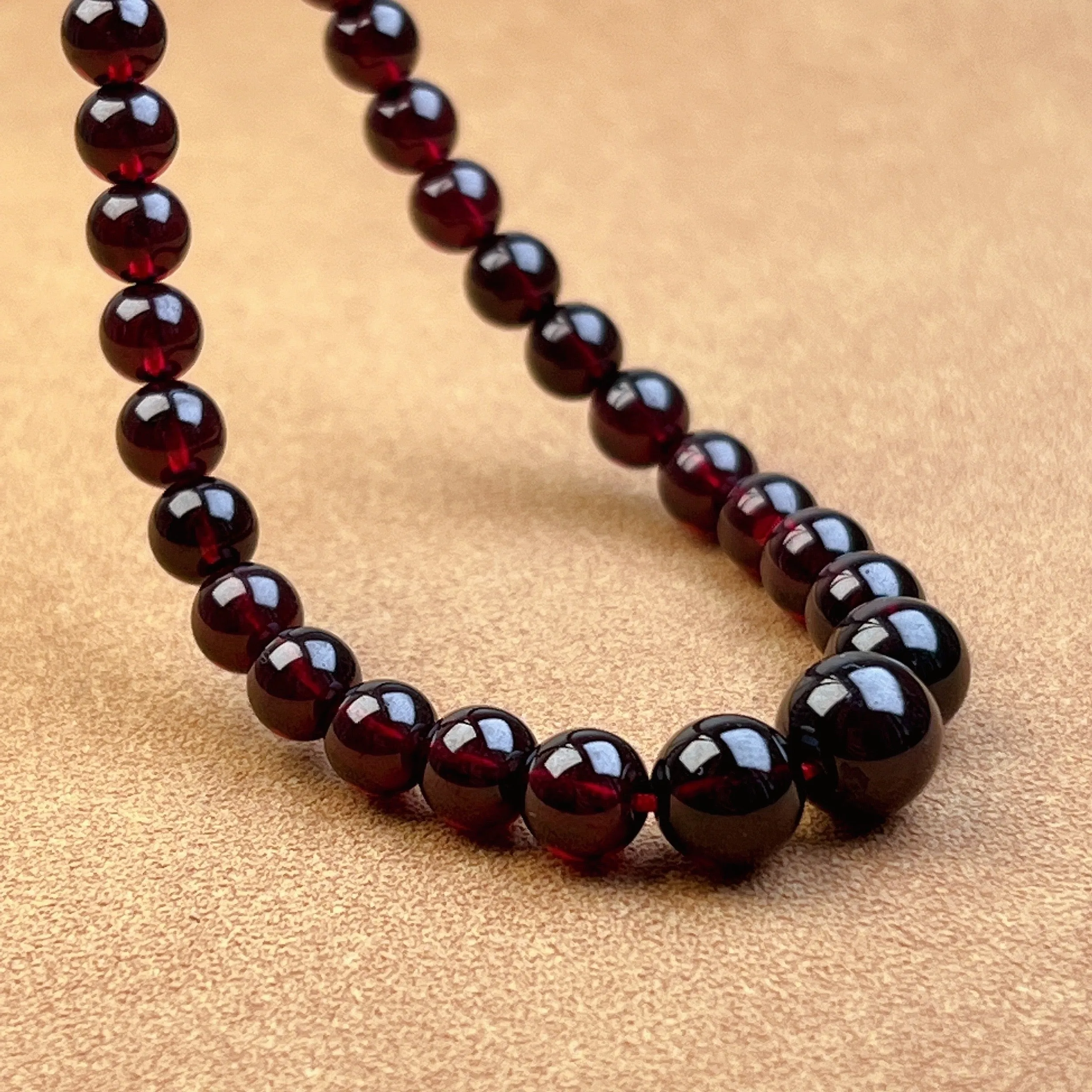 High-quality Protection Red Garnet Graduated Beaded Necklace | Root Chakra Healing Stone Jewelry