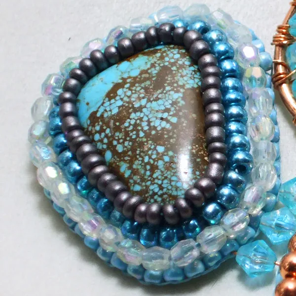 Jackalyn Beaded Turquoise Cabochon Pendant Necklace