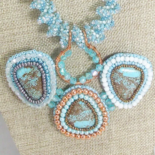 Jackalyn Beaded Turquoise Cabochon Pendant Necklace