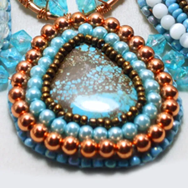 Jackalyn Beaded Turquoise Cabochon Pendant Necklace